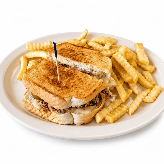 Pork BBQ Griddle Melt Sandwich Combo.