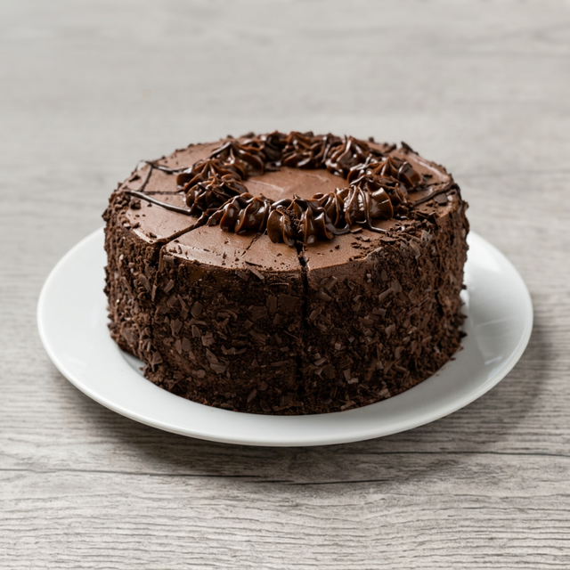 Double Chocolate Fudge Cake.